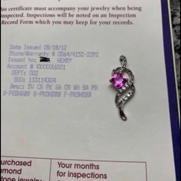 Pink and White Sapphire Sterling Silver Pendant - Picture 2 of 3